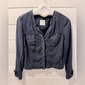 💙 SANDWICH_Navy Blue Linen Jacket – Size 36 (S)